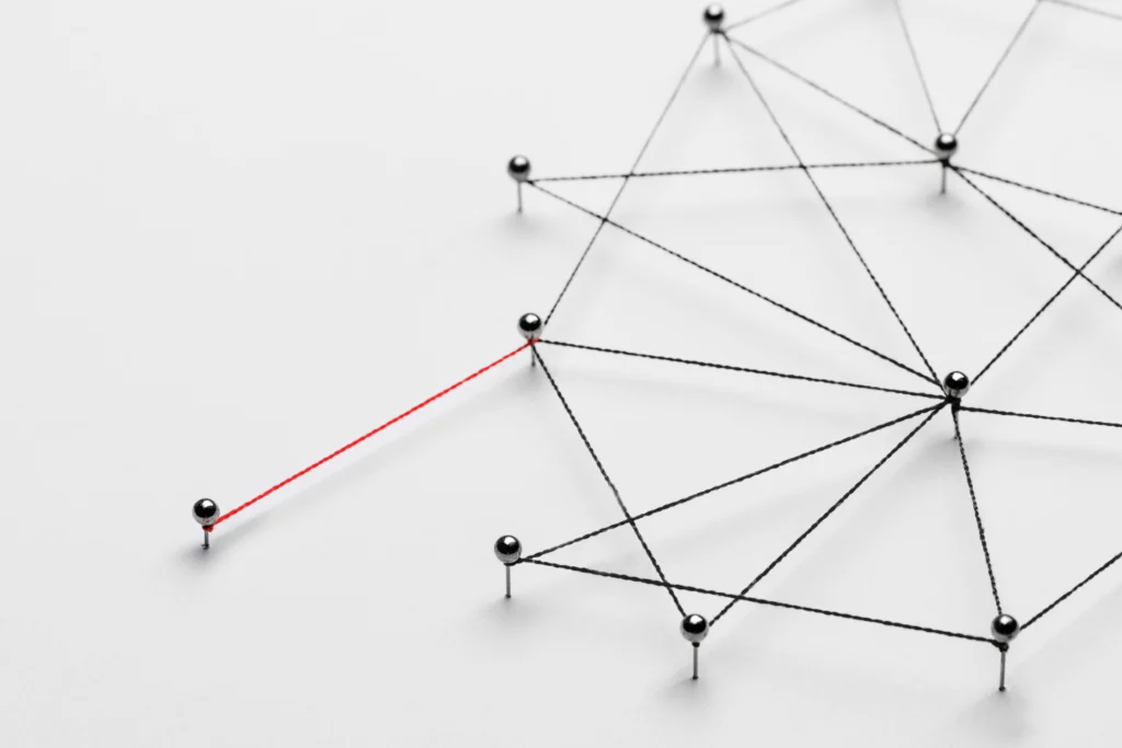 Picture with net communication between people